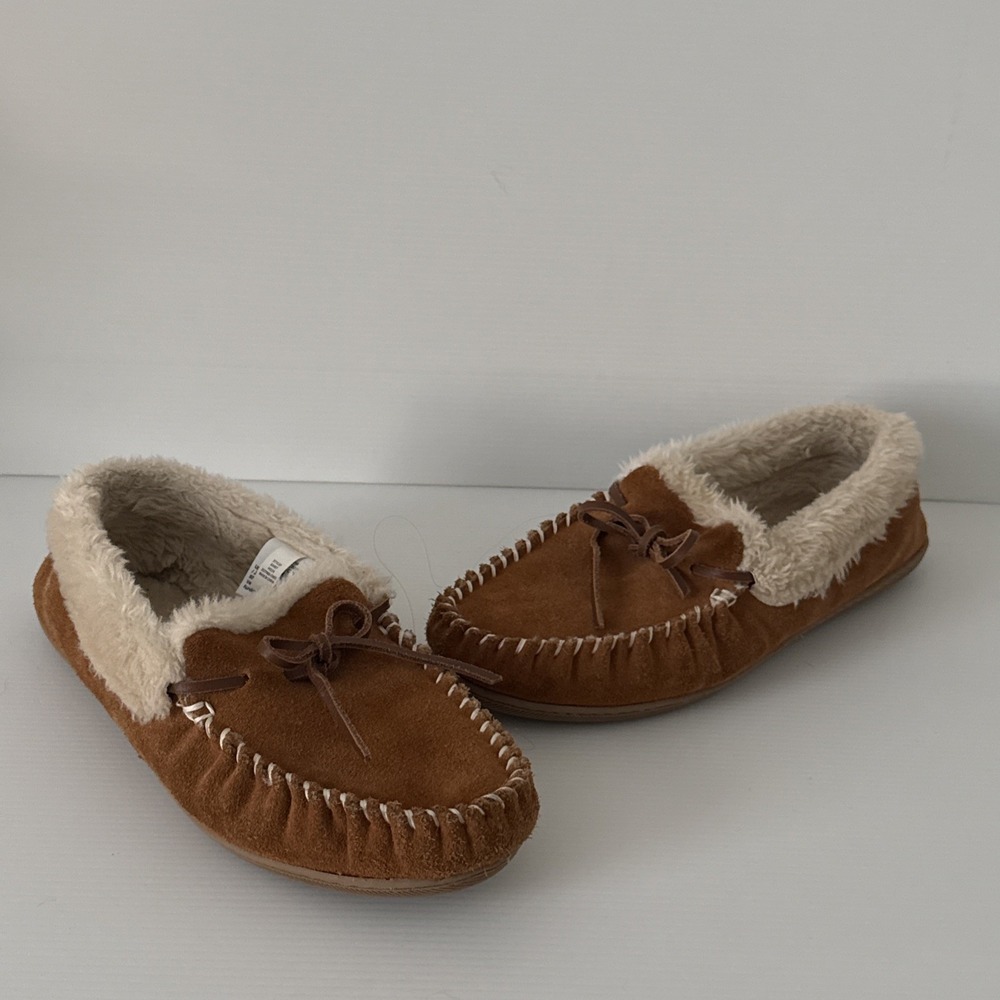 J Crew Lodge Moccasin Slippers Faux Shearling Classic Womens Size 11 Comfort